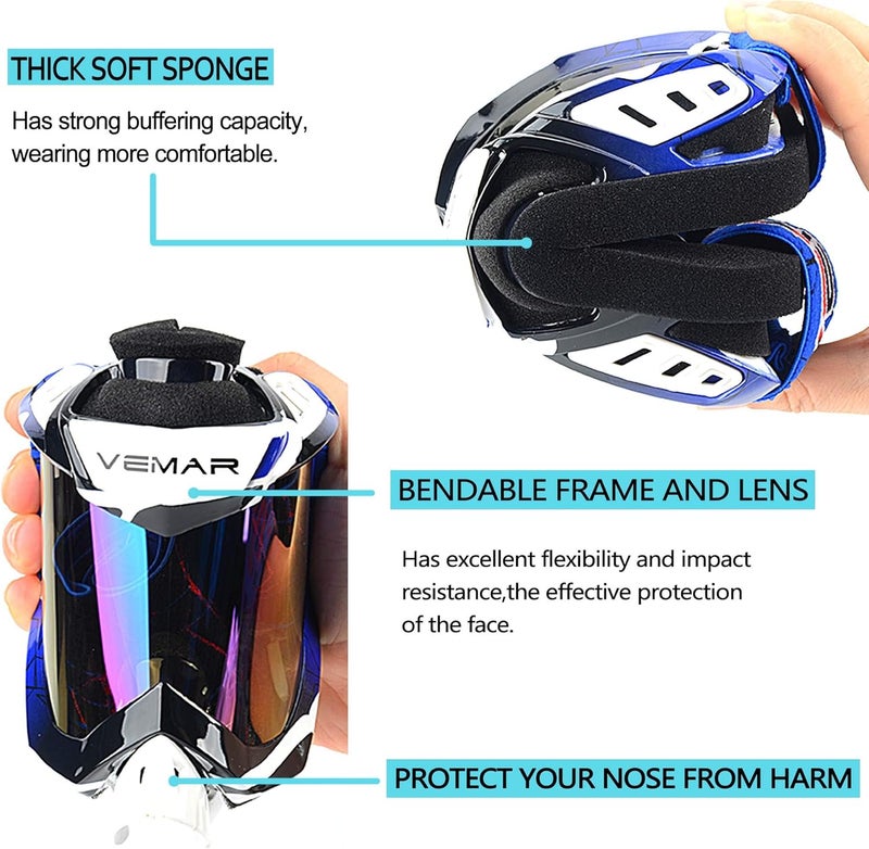Ubelly Motorcycle Motocross Goggles ATV Racing Goggles Dirt Bike Tactical Riding Motorbike Goggle Glasses, Bendable Windproof Dustproof Scratch Resistant Protective Safety Glasses (Blue) - Image 4